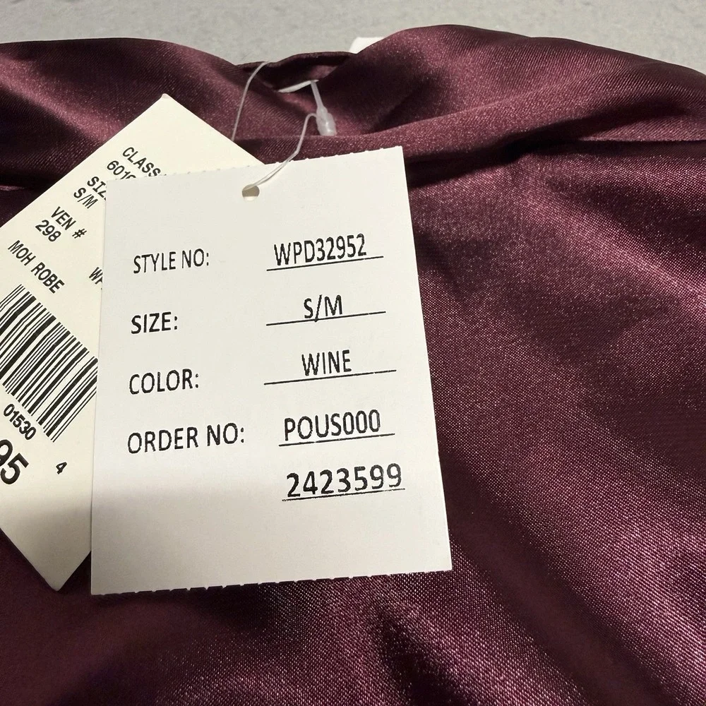 Davids Bridal Satin Silk Burgundy Maid Of Honor Robe Size S NWT - Picture 5 of 6